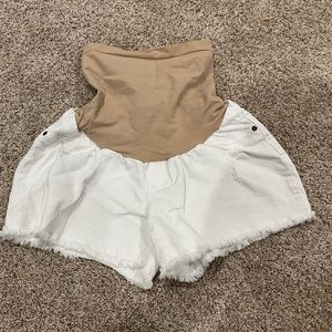 Jessica Simpson White Denim Maternity Shorts, Size L